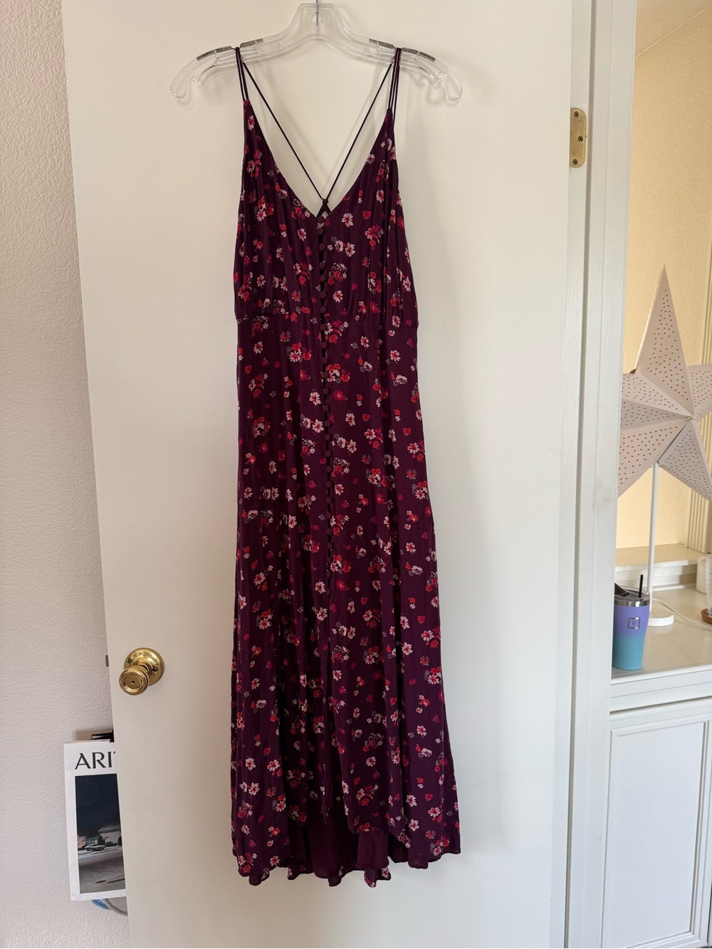Urban Outfitters Burgundy Floral Strappy Maxi Dress size 4
